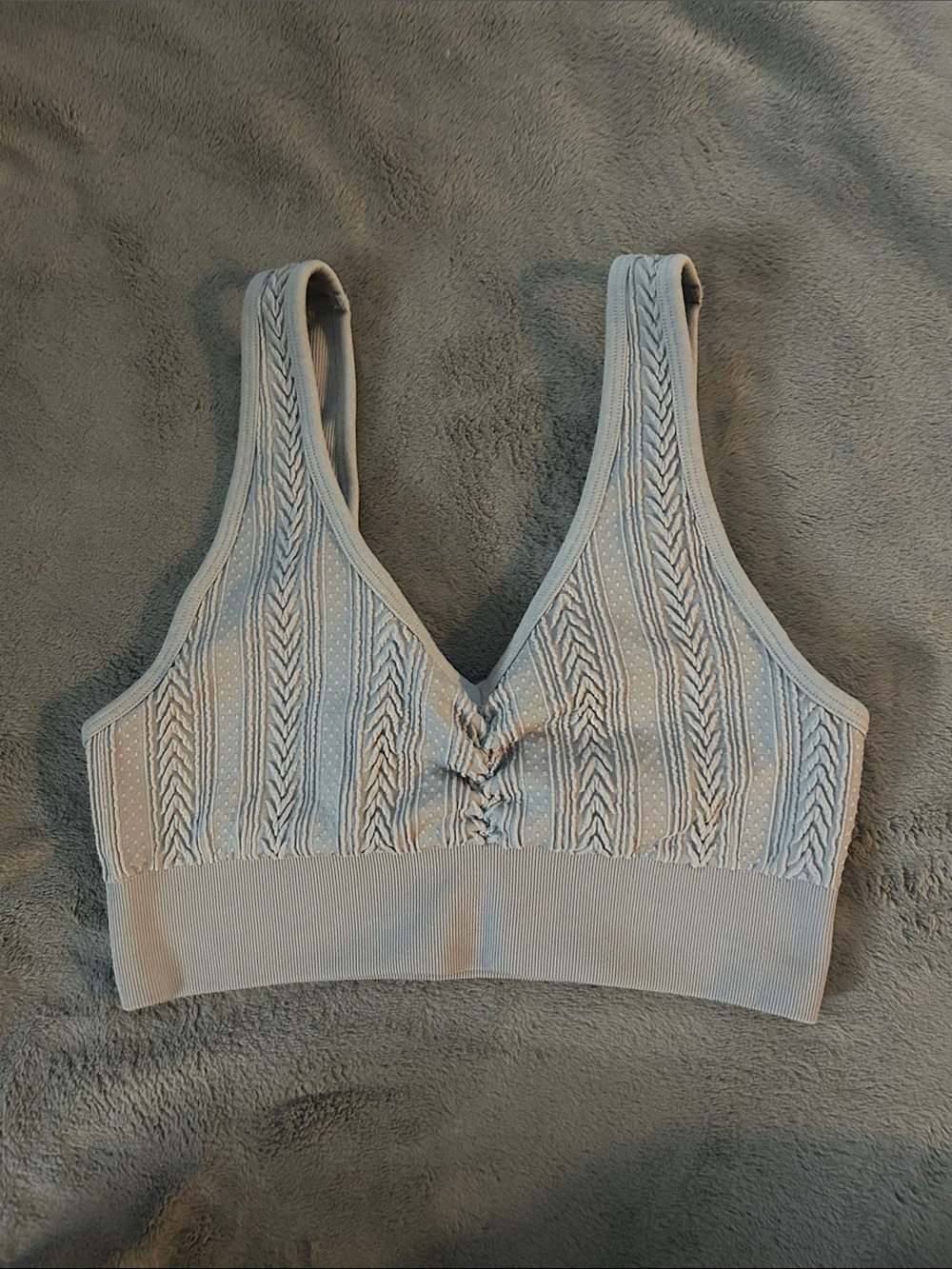 aerie Ribbed Bralette in Light Gray